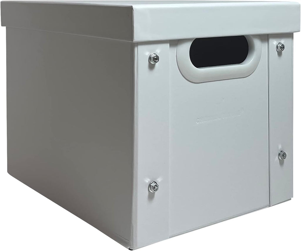 7" Vinyl Record Storage Box - White 45 RPM Case for Singles - Durable DJ Organizer Holder with Secure Lid - Stackable