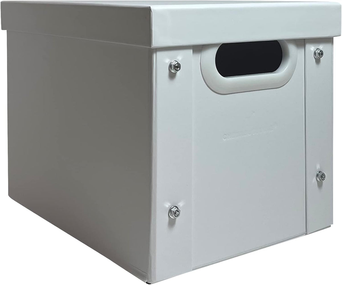 7" Vinyl Record Storage Box - White 45 RPM Case for Singles - Durable DJ Organizer Holder with Secure Lid - Stackable