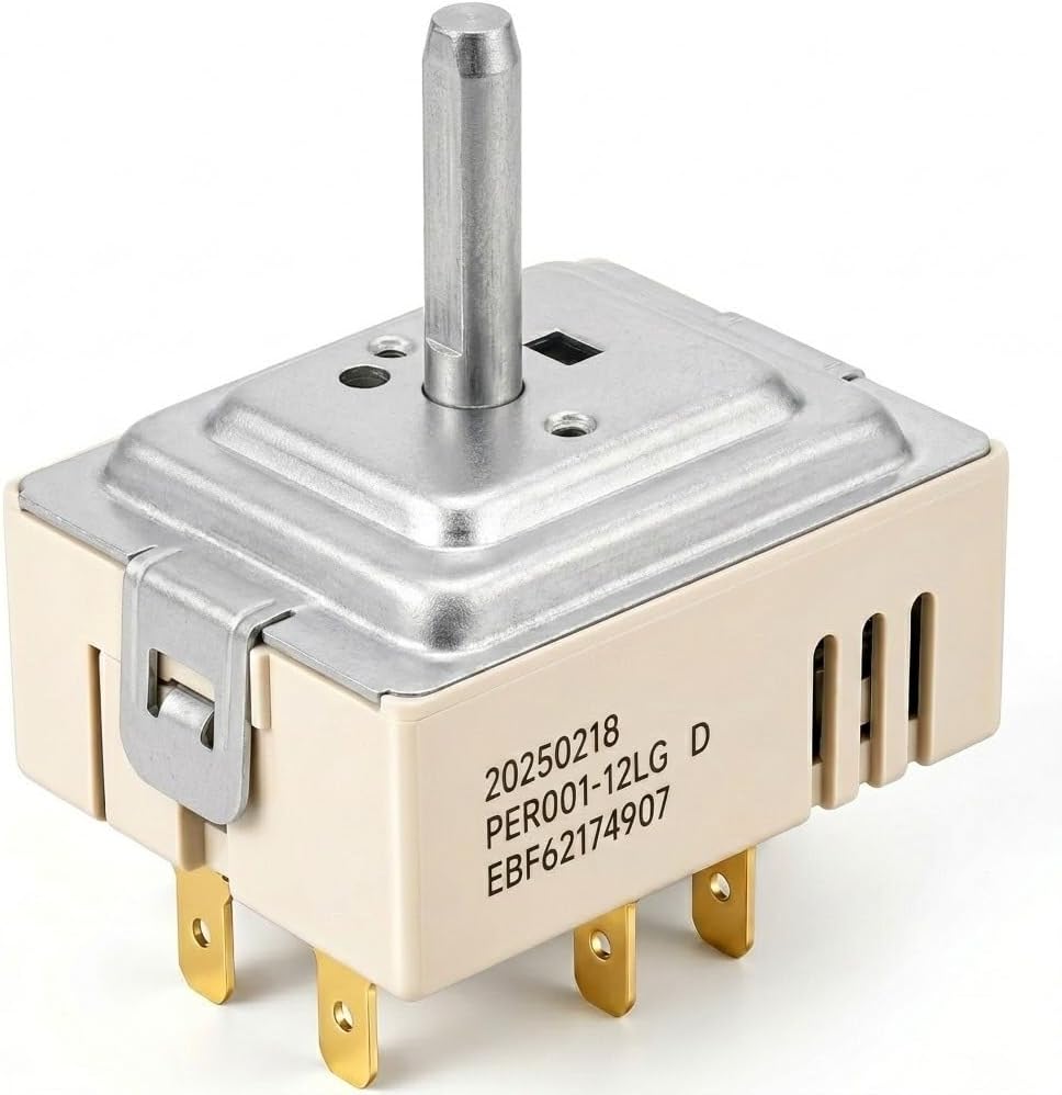 PER001-12LG D EBF62174907 Surface Element Control Switch, Replacement Burner Infinite Switch for LG Electric Range, Compatible with EBF62174902 EBF62174904