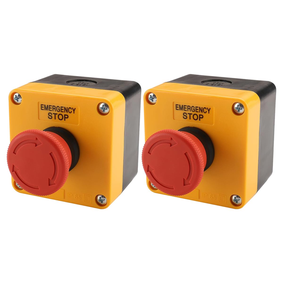 BAOMAIN 2-Pack Red Sign E-Stop Button, 1NO1NC 660V 10A Waterproof Station