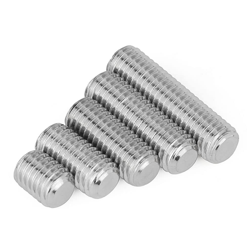 Junter 30pcs M8-1.0 x 8mm Fine Thread Flat Point Grub Socket Set Screws
