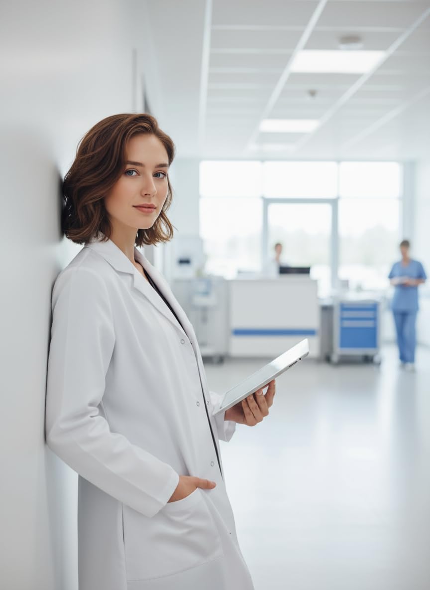 Medical Lab Coat for Men and Women, Relaxed Fit 40 Inch Length, 3 Pockets, Doctor Nurse Coat