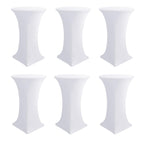 Cocktail Table Covers-White Spandex Round High Top Table Cloths Party
