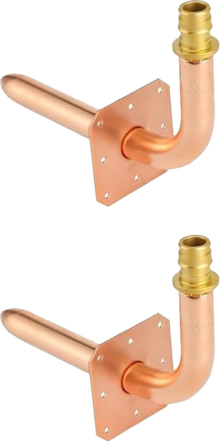 F1960 1/2" Stub Out Elbow for Pex A, 6" Length, Copper 2pcs