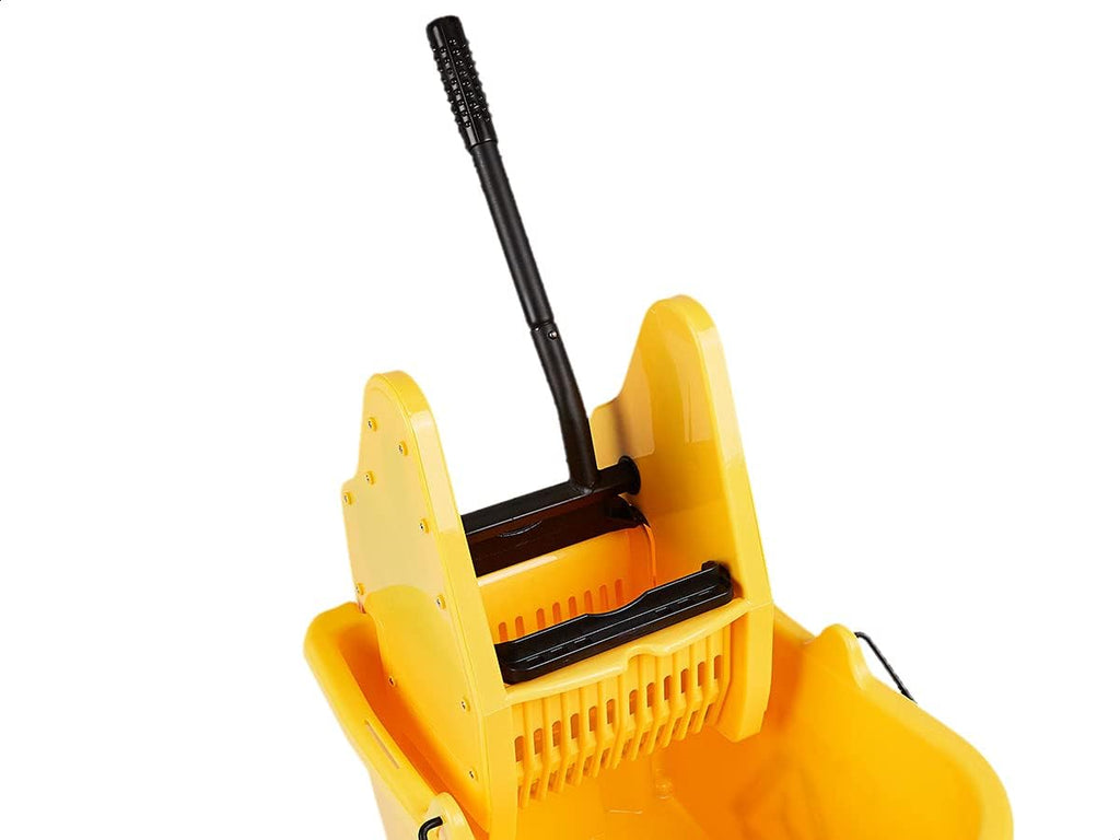 Floor Cleaning Rectangular Mop Bucket with Sturdy Down Press Wringer Combo, 35-Quart, Yellow