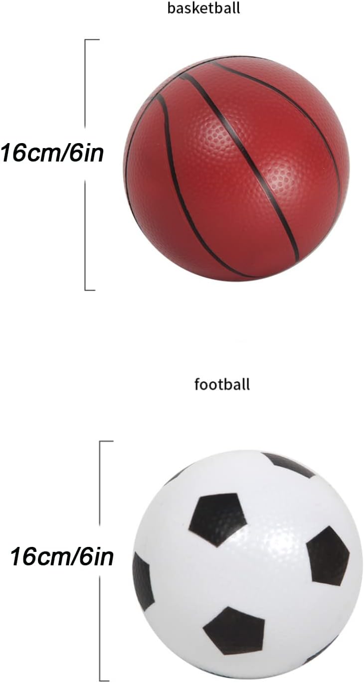 Sports Balls with Hand Pump for Kids and Toddlers - (Pack of 2) 6-Inch Diameter Rubber Sport Ball Set Includes Soccer
