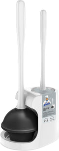 Toilet Plunger and Bowl Brush Combo for Bathroom Cleaning, White | Heavy duty toilet brush and plunger set, toilet