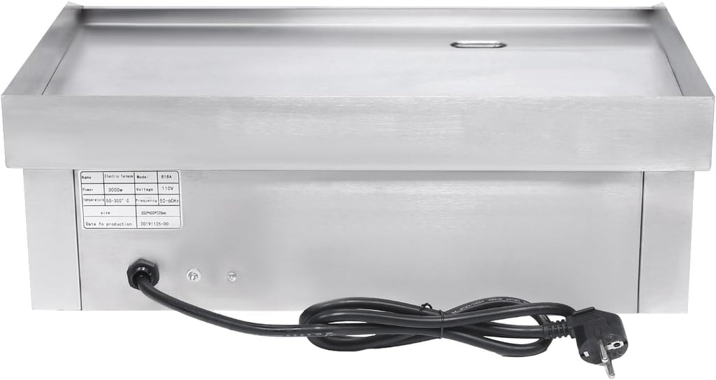 3000W Commercial Electric Teppanyaki Grill Countertop Flat Top Griddle