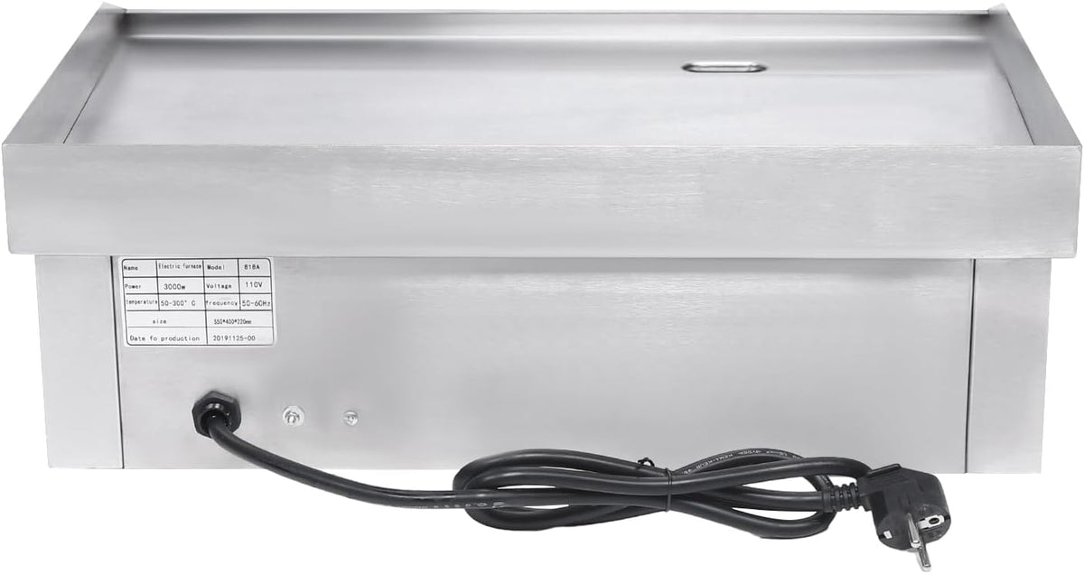 3000W Commercial Electric Teppanyaki Grill Countertop Flat Top Griddle