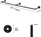70" Wall Mounted Clothes Rack, Closet Rods for Hanging Clothes