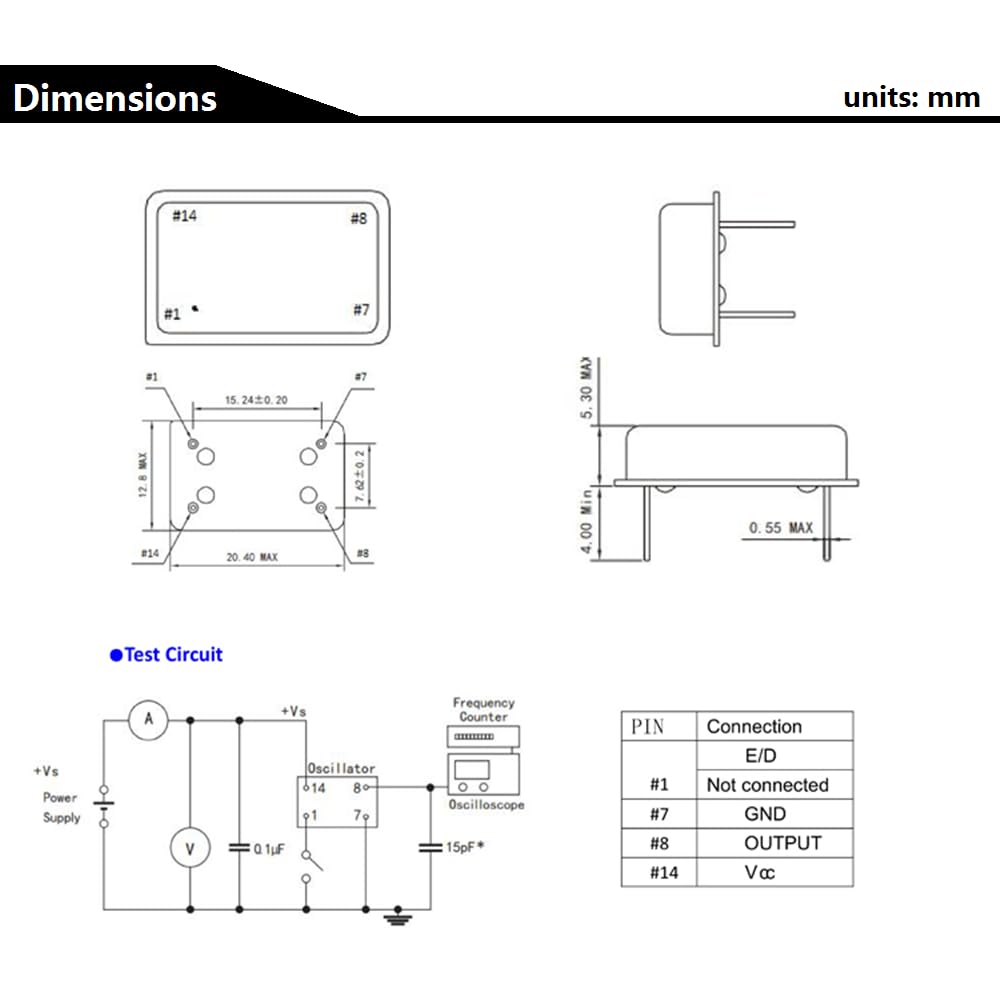 4Pcs 12MHz DIP14 Active Quartz Crystal Oscillator Full Size Metal Can Rectangular Clock Vibration ACO-DIP14-12MHz