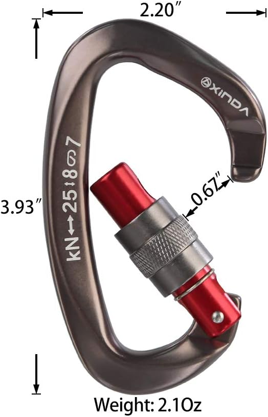 Screwgate Locking Carabiner Clip - Professional Rock Climbing Carabiner Screw Lock,Heavy Duty Carabiners for