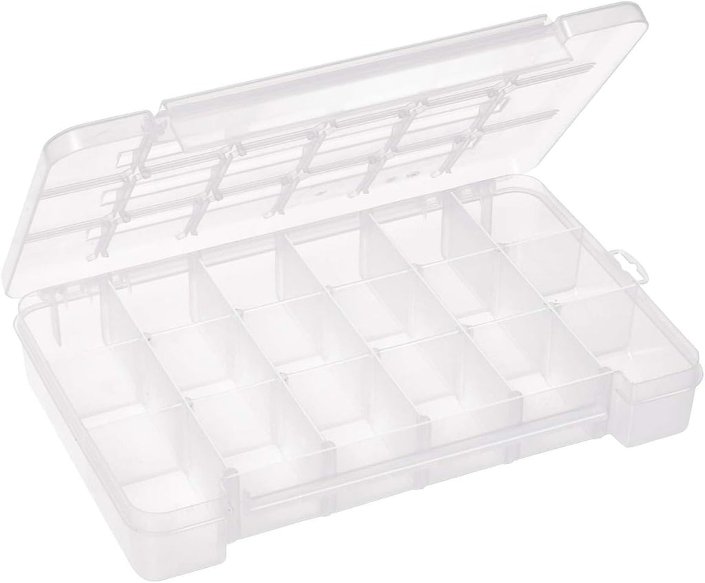 Plastic Portable Parts Storage Case for Hardware and Crafts with Hinged Lid and 5 Adjustable Dividers