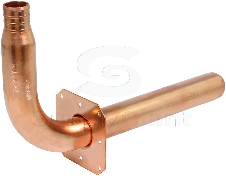 Supply Giant QTP-34G8 PEX Copper Stub Out Elbow with Wall Flange, 3/4", Brass