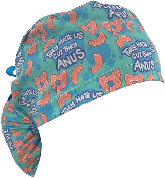 Ponytail Medical Scrub Cap. They Hate Us Because They Anus | Dr. Hats - Nurses Hats Black