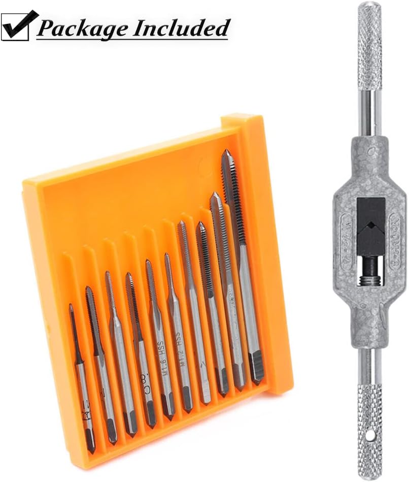 10pcs Micro Taps Bit Small Hand Screw Thread Taps M1-M3.5 with Tap Wrench