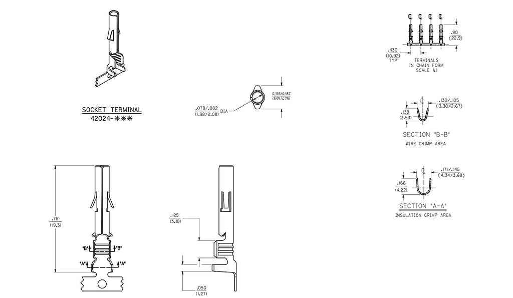 Molex -3 Complete Set - (6 Circuit) w/14-20 AWG, Wire Connector - 2.13mm D, Latch Lock, MLX