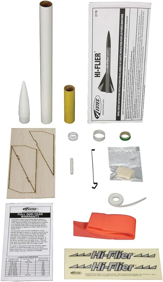 Hi-Flier Flying Model Rocket Kit, ages 10 and up with Adult Supervision under 12