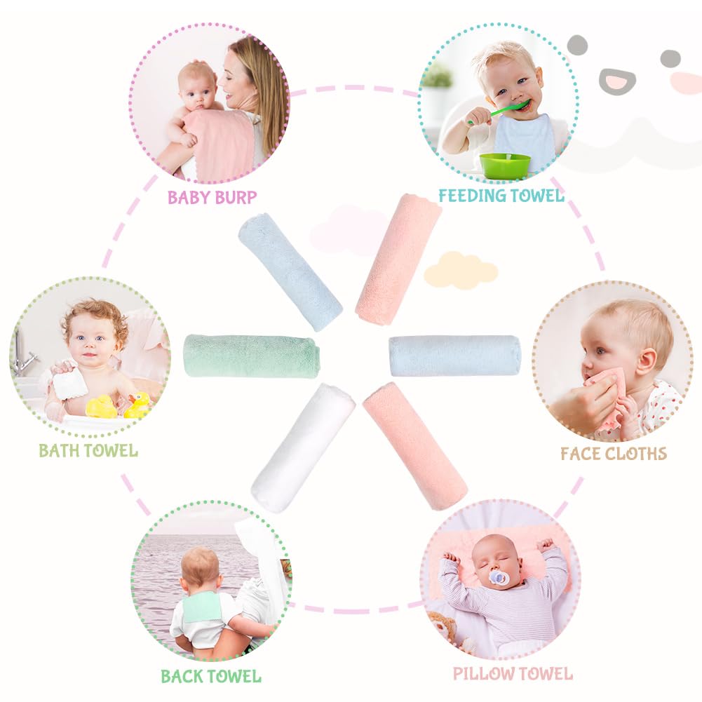 Burp Cloths, Super Soft & Highly Absorbent Coral Fleece, 20 x 10 Inch Gentle & Large Burp Rugs for Baby Sensitive