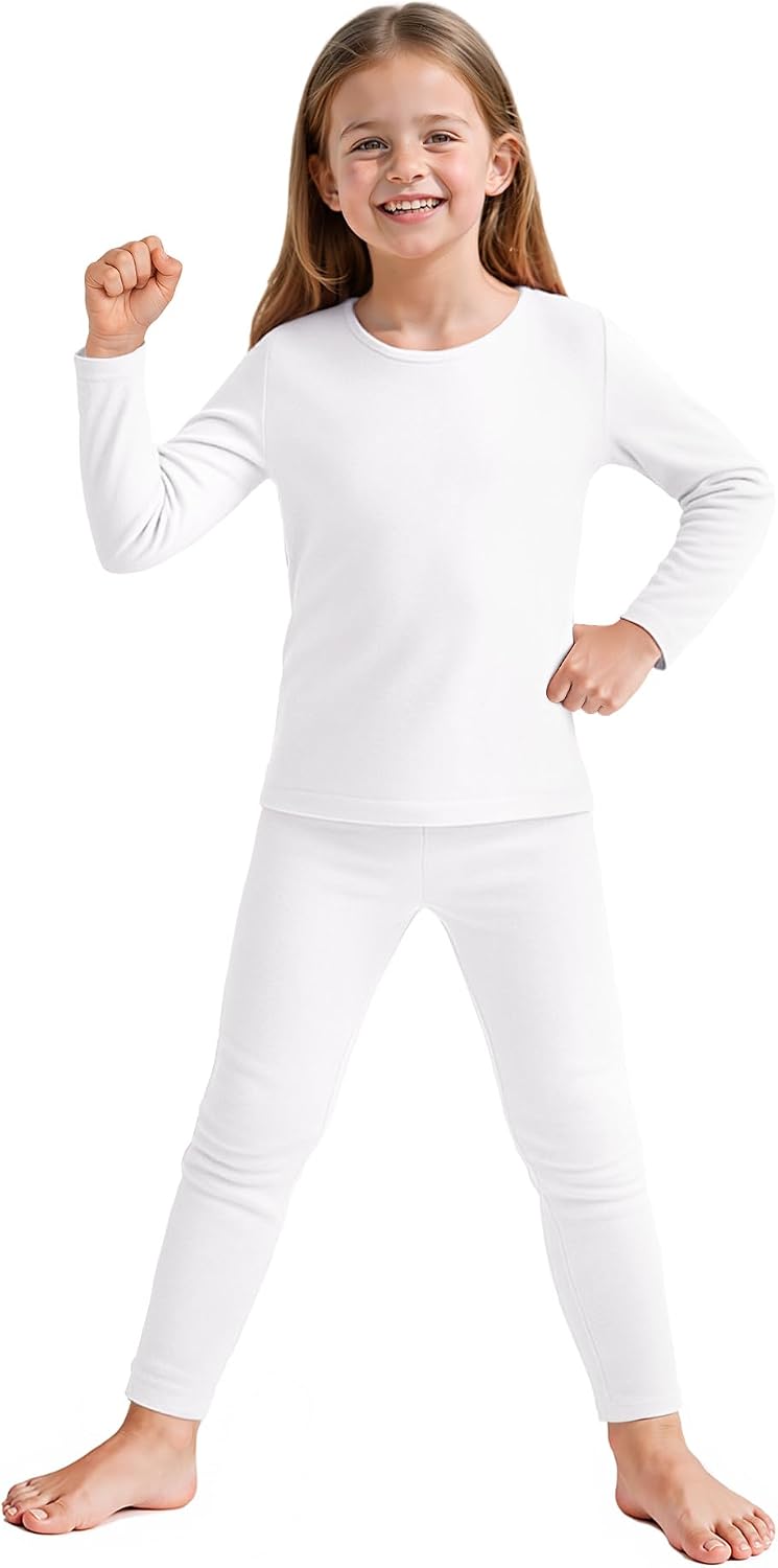 Girls Thermal Underwear Set Kids Thermals Top and Bottom Set Base Layer for Cold weather/skiing