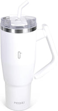 V180 40oz Insulated Tumbler with Lid and Straw, 180° Rotating Tumbler Handle for Easy Grip, Keeps Drinks Hot or Cold