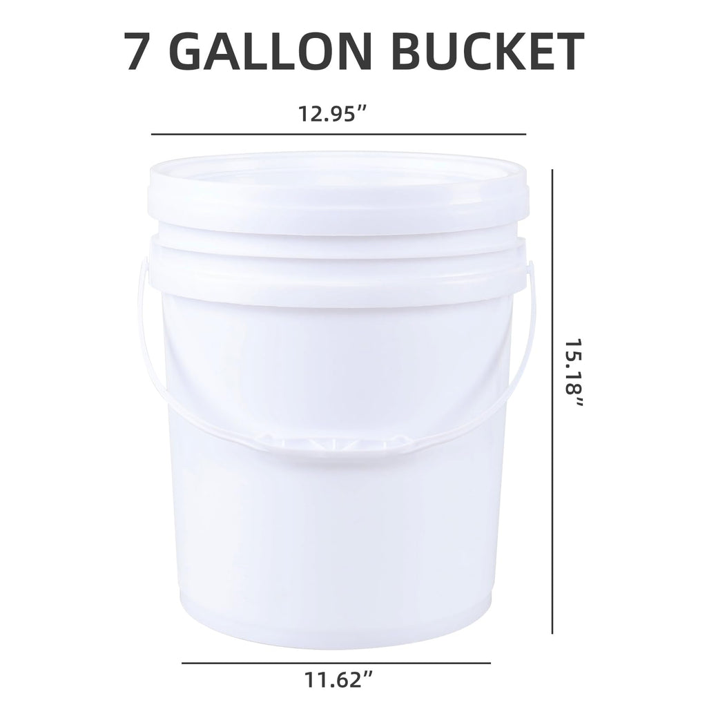 7-Gallon Bucket with Airtight Lid, 4-Pack Multi-Use Pails, White