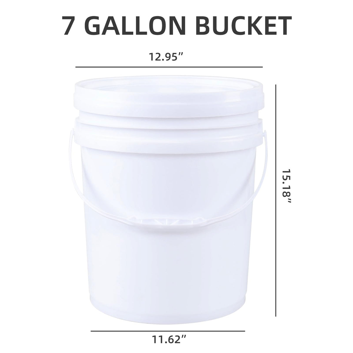 7-Gallon Bucket with Airtight Lid, 4-Pack Multi-Use Pails, White