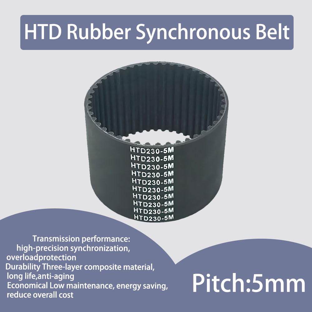 1x HTD405-5M Rubber Timing Belt, 45mm Width with Fiberglass Cord & Nylon Tooth Facing for Industrial Drives