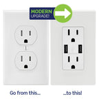 Leviton T5832-B Type-A USB in-Wall Charger with 20A Tamper-Resistant Outlet, USB Charger for Smartphones, Black