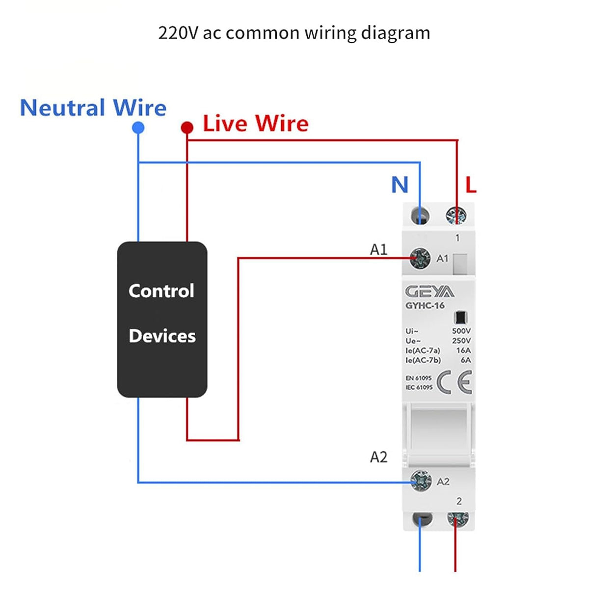 GEYA Automatic Modular Contactor Household Circuit Control Din Rail Mount 2Pole 25A 2NO AC48V