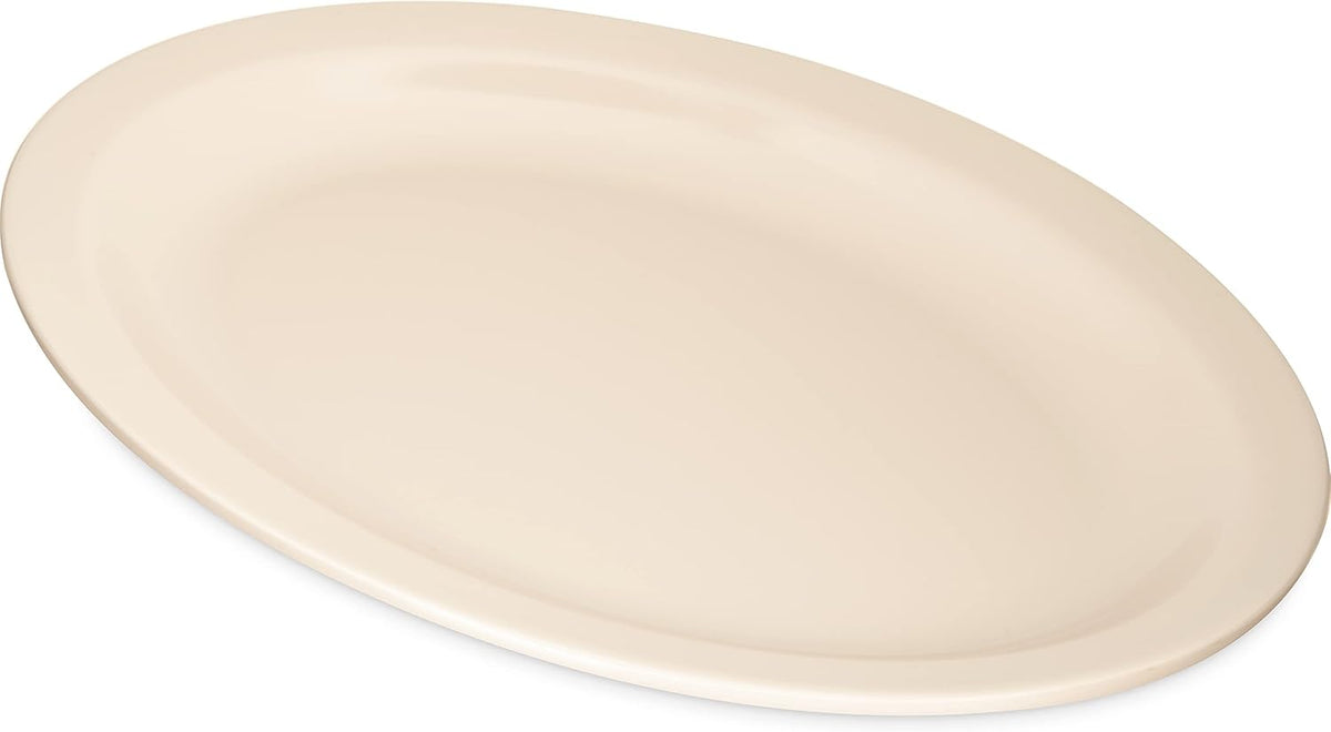 Kingline Oval Platter, Heavy Duty Melamine Dish for Serving, 12" x 9", 12 Count, Tan
