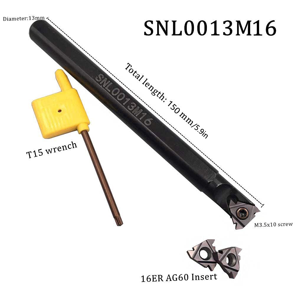 GBJ SNL0013M16 Left Hand Threading Boring Bar with 16ER AG60 Inserts
