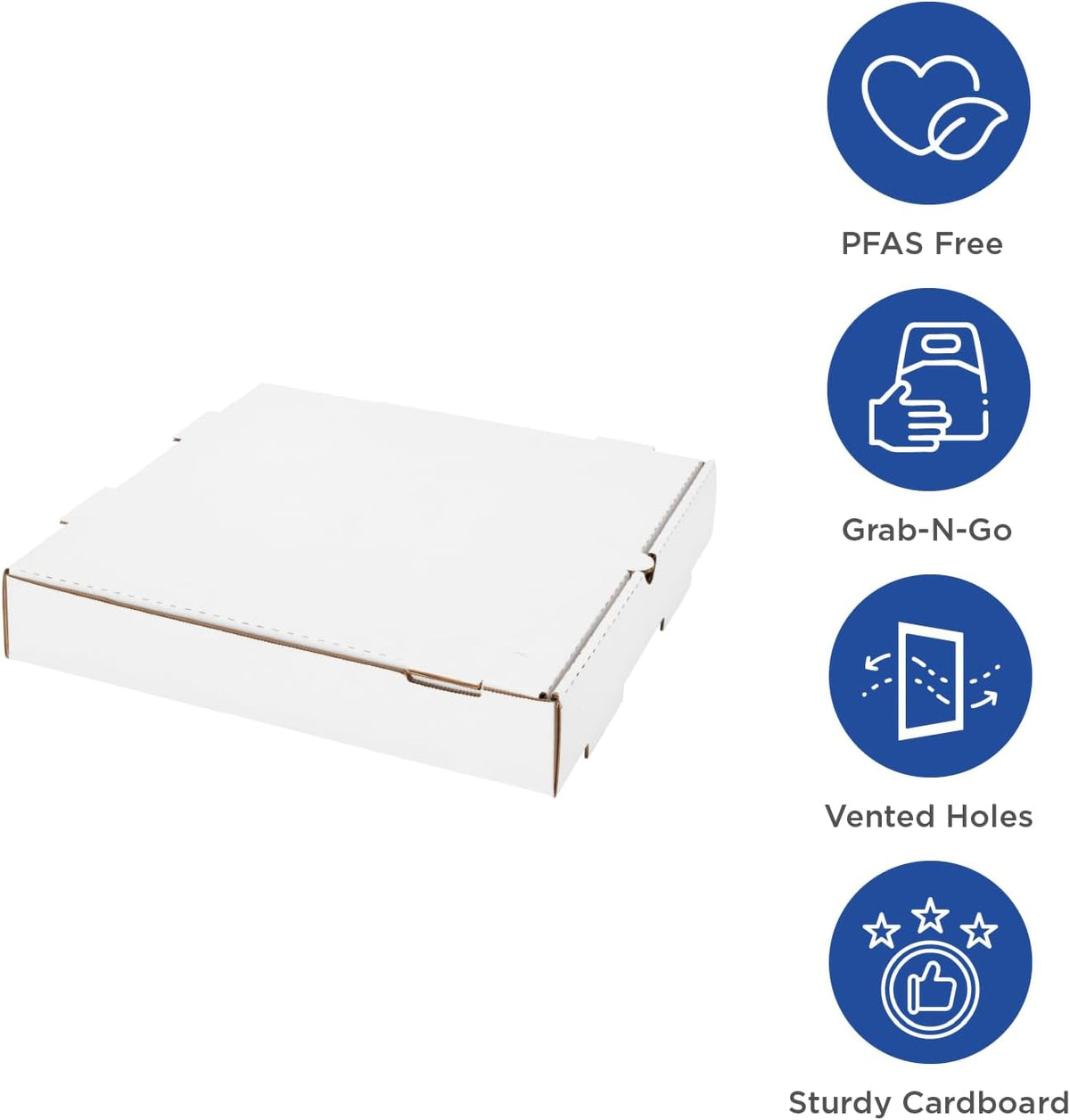 Pizza Boxes 12" x 12" x 2" [50 Pack] White Corrugated Boxes | Ventilated, Grease-Resistant, Durable for Pizza