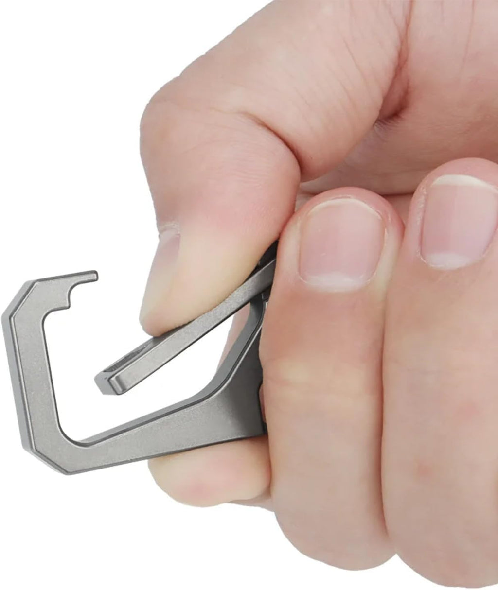 Titanium Carabiner Keychain for Men, Heavy Duty Key Ring Clip | Metal KeyRing Clip with Bottle Opener, EDC Multitool