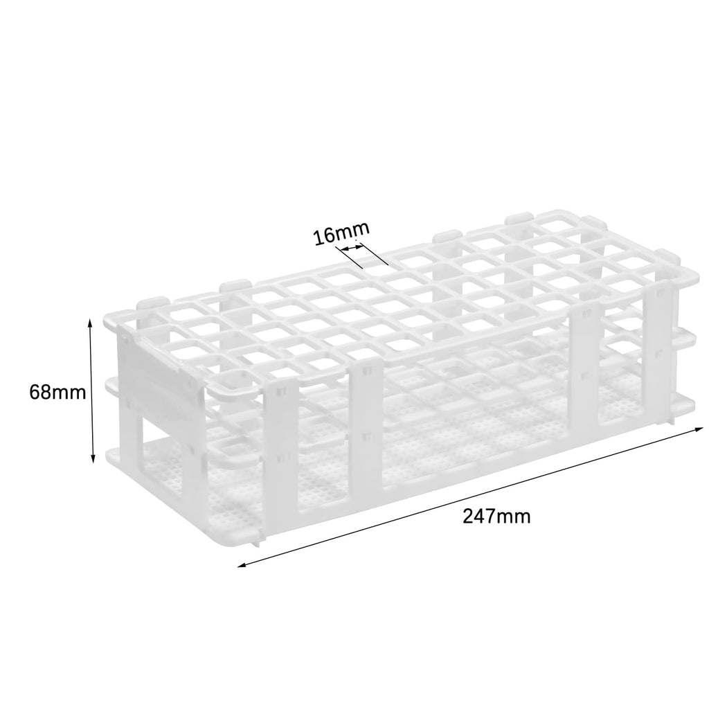 Plastic Lab Tube Rack Storage Stand Holder Detachable for 16mm ID, 60 Holes