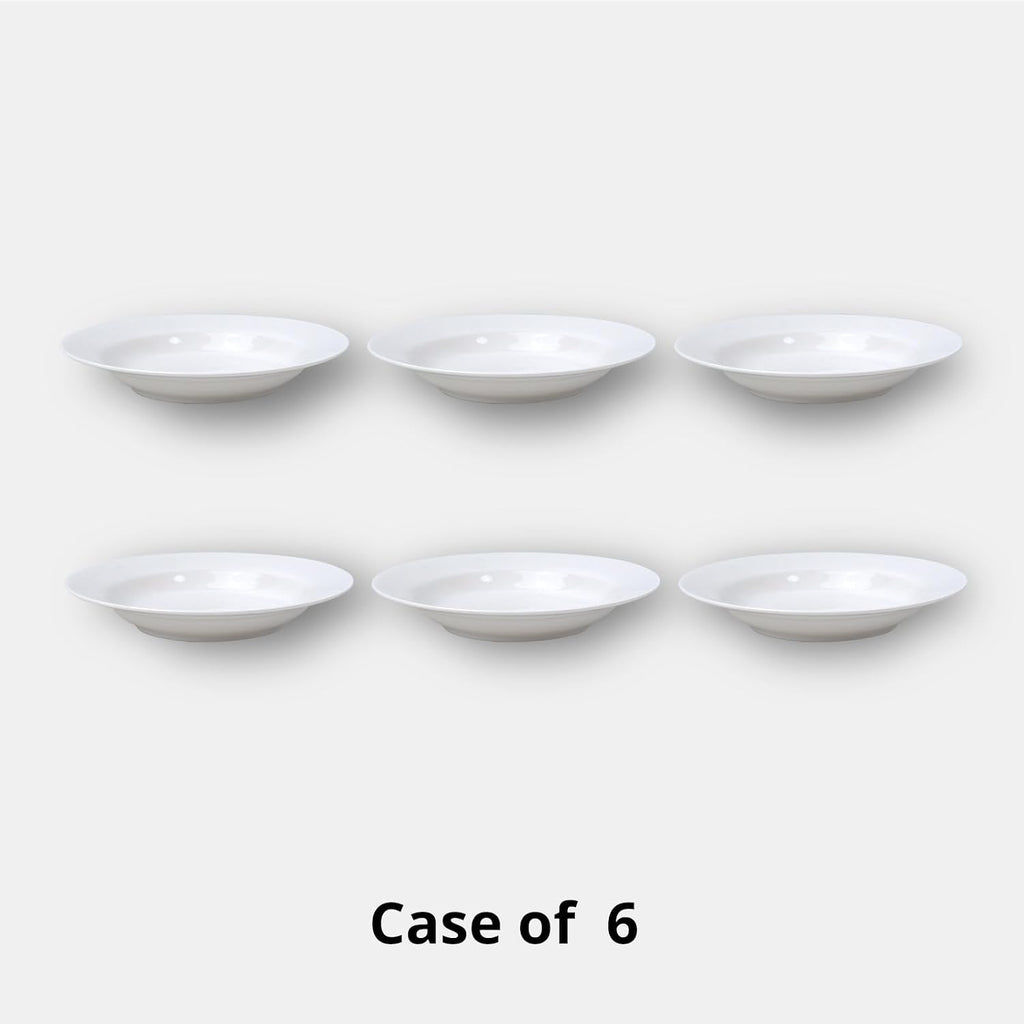 Wide Rim Bone China Commercial Grade Restaurant Elegance White Soup Plate 9"/Pasta Bowl 12oz, Case of 6