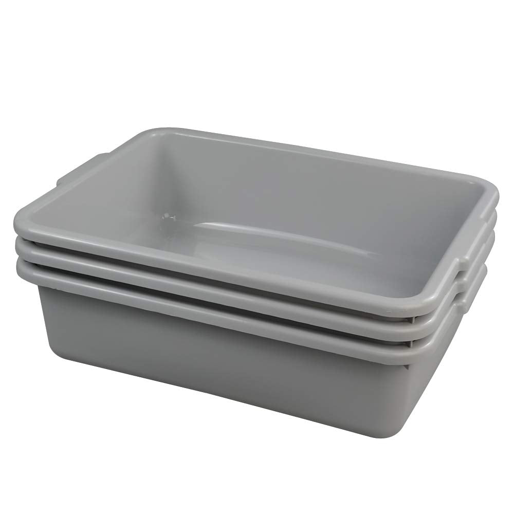 Plastic Dish Tubs, Commercial Bus Tote Box, 3-Pack(Grey, 13L)