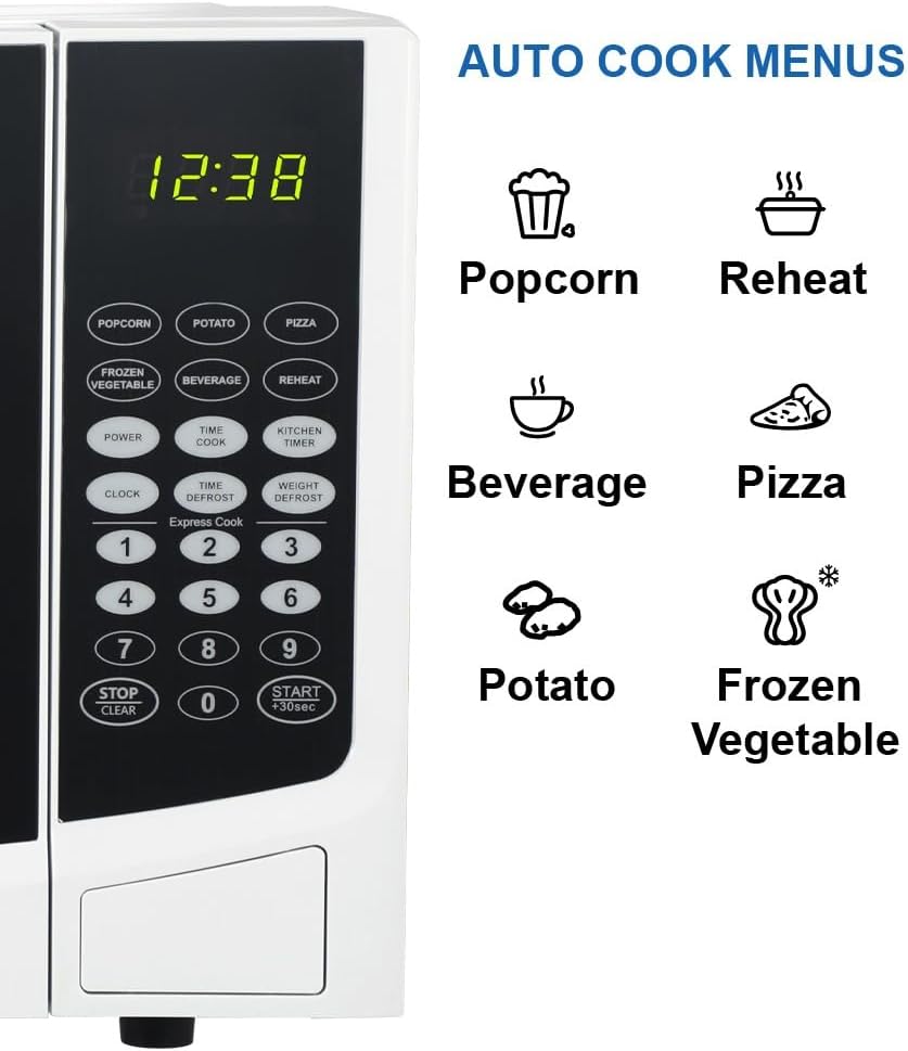 0.9 Cu. Ft. Compact Countertop Microwave Oven with Touch Control, LED Display, 900W, 6 Auto Menus with Removable