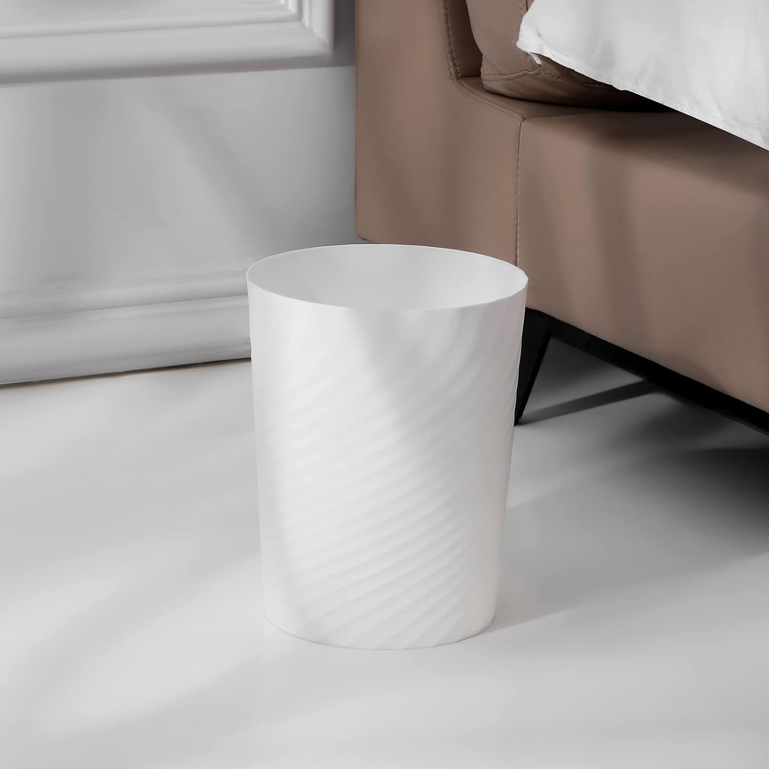 Plastic Small Bathroom Trash Can Wastebasket Garbage Can, White | Sturdy-Easy to Clean, Bathroom, Laundry Room