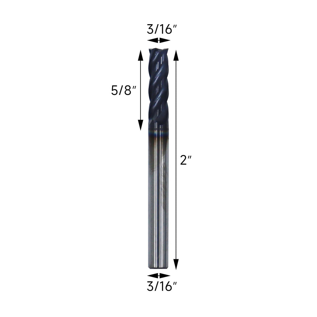 5Pcs 3/16in Solid Carbide End Mills, 4 Flute