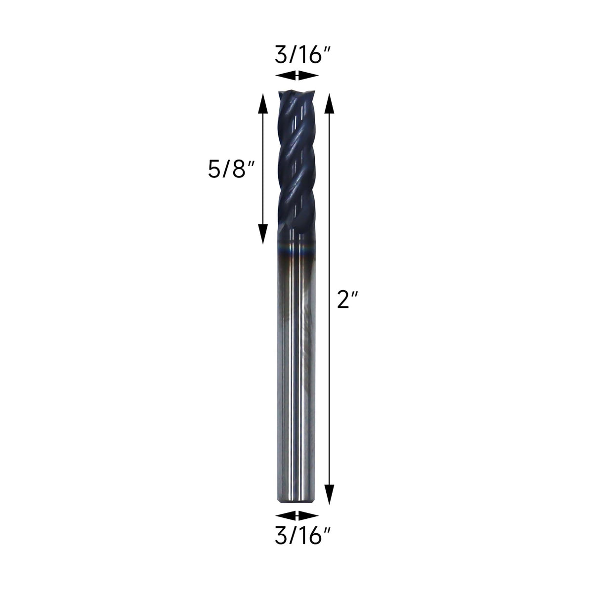 5Pcs 3/16in Solid Carbide End Mills, 4 Flute