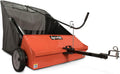 44 In Tow-Behind Lawn Sweeper with 28 Cu Ft Flow-Through Hopper Bag, Adjustable Brush Height, and Dump From Seat Handle