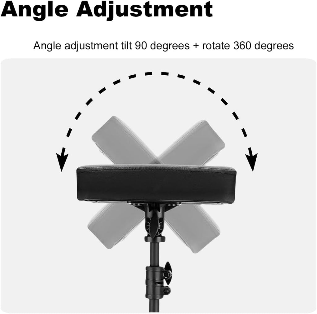 Tattoo Armrest Stand with Tray & Tripod Base — Tattoo Arm Leg Rest Stand Adjustable Height & Angle, Portable Leather