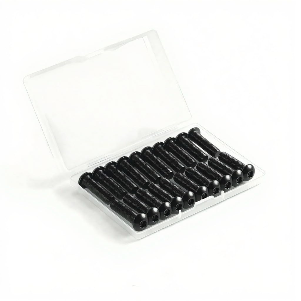 M4 x 40mm (30 Pack) Button Head Socket Cap Screws, Black Oxide 304 Stainless Steel 18-8, Fully Machine Thread