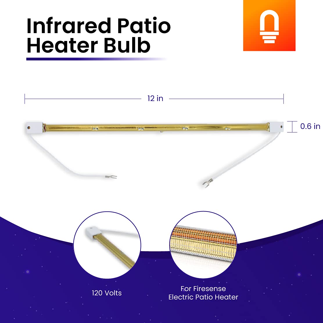 lumenivo 1500W Infrared Patio Heater Bulb Replacement for Electric - 1 Pack