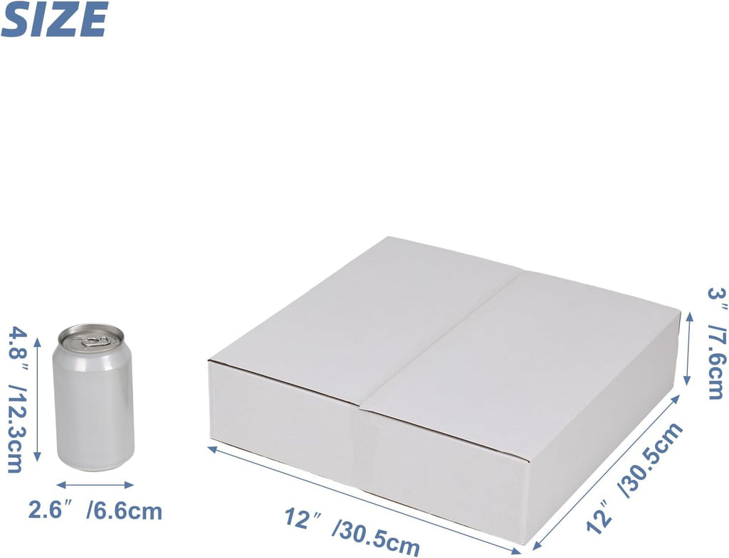 12x12x3 Shipping Boxes Set of 25, White Corrugated Cardboard Box for Small Business for Packaging Mailing