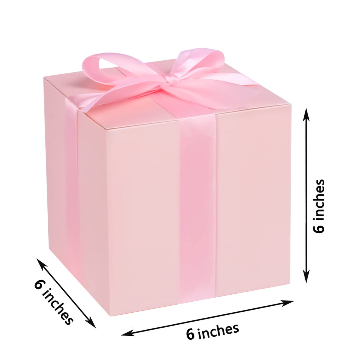 Small Gift Boxes 25 Pack 6x6x6 in Pink Gift Box with Ribbons