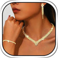 Rhinestone Bridal Jewelry Set Clip On Earrings Wedding Prom Jewelry Accessories for Women
