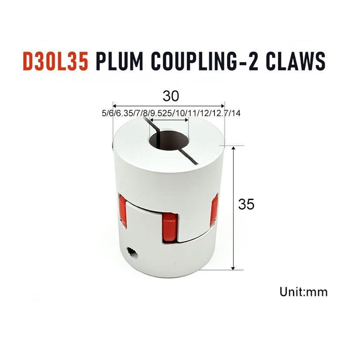 Flexible Jaw Shaft Coupling D30 L35 Aluminum Motor Coupler