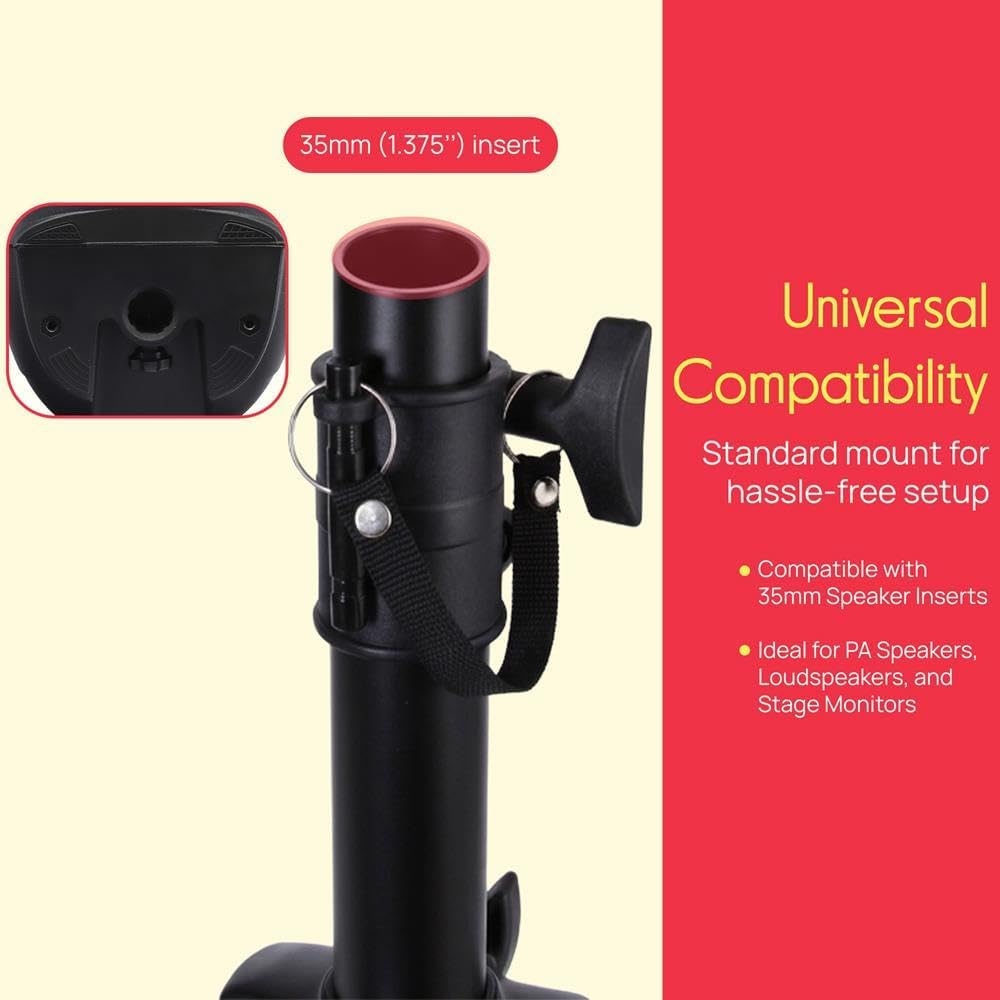 Universal Speaker Stand 2-Pack – Heavy Duty Tripod Mount Holder Set, Height Adjustable from 40” to 71”, 35mm Insert